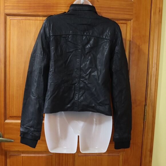 Free People Black Pleather Moto Zip Jacket Small - Picture 10 of 15